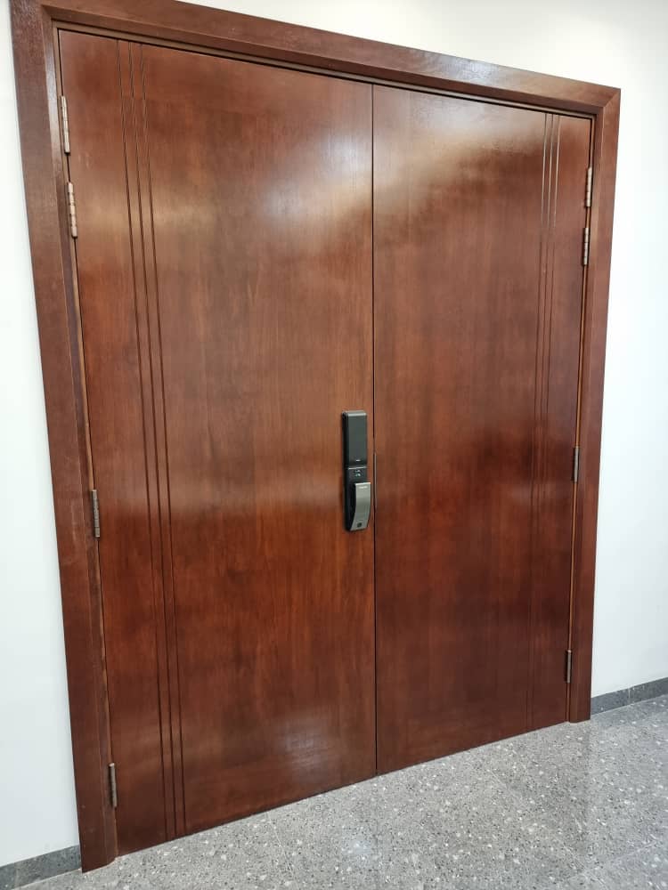 Solid wood double door with digital smart lock