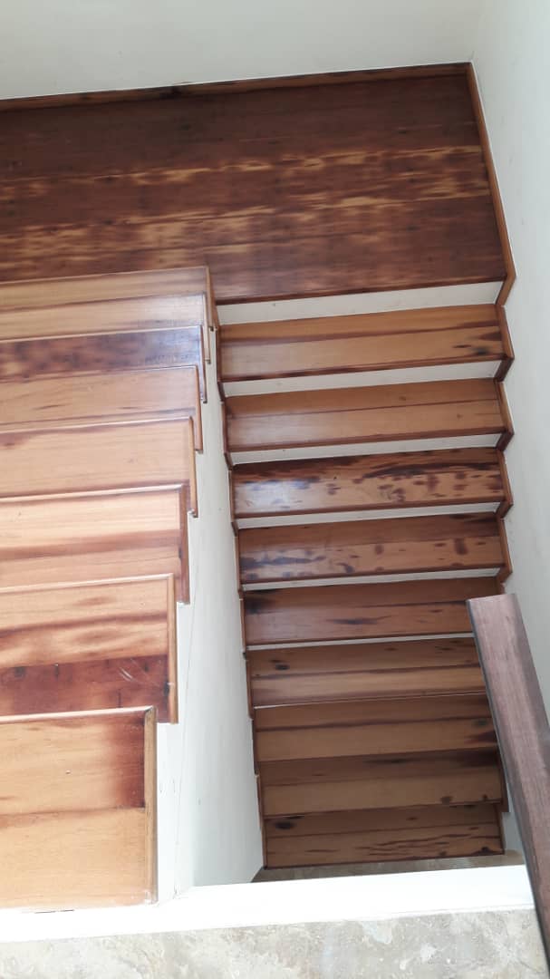 Solid wood staircase treads and panelling